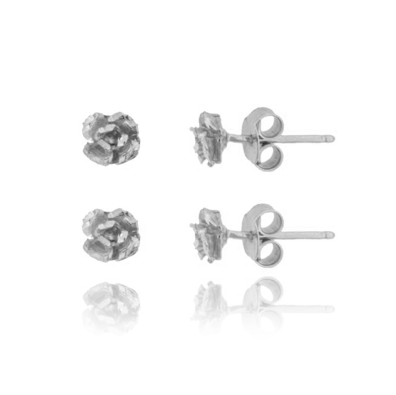 ORECCHINI A LOBO FIORE MM 6 PZ 2 IN ARGENTO RODIATO TIT 925