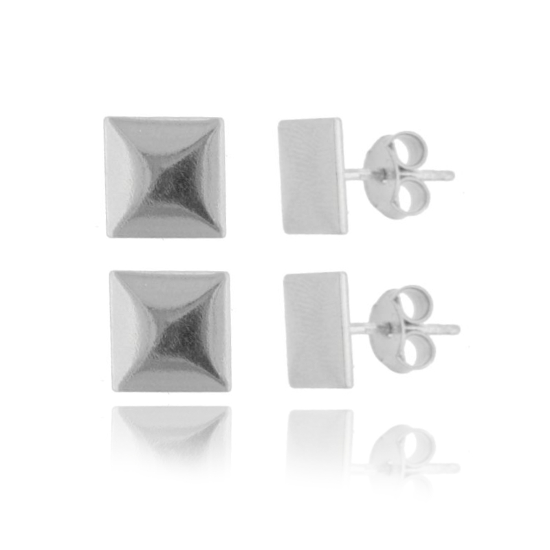 ORECCHINI A LOBO QUADRATI MM 10X10 PZ 2 IN ARGENTO RODIATO TIT 925