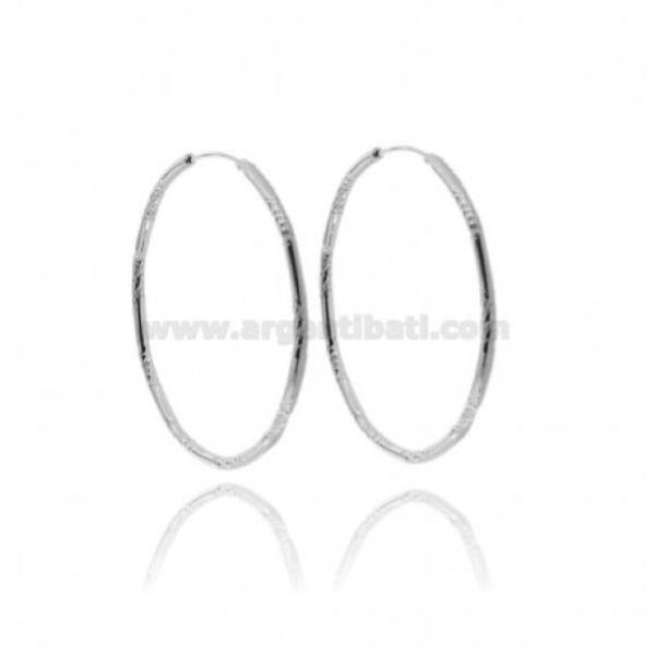 ORECCHINI A CERCHIO A CANNA TONDA MM 1,5 DIAMANTATA IN ARGENTO TIT 925