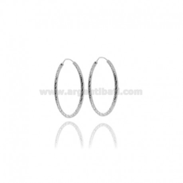 ORECCHINI A CERCHIO DIAMETRO 20 A CANNA TONDA MM 1,5 IN ARGENTO DIAMANTATO TIT 925