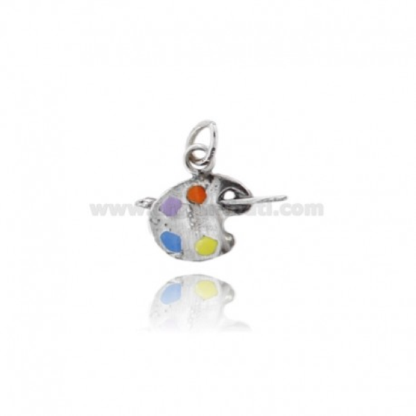 CIONDOLO TAVOLOZZA PITTORE MM 20X26 IN ARGENTO BRUNITO TIT 800