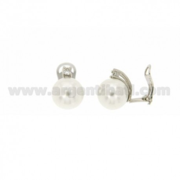 ORECCHINI A CLIPS CON PERLA E ZIRCONE IN ARGENTO TIT 925