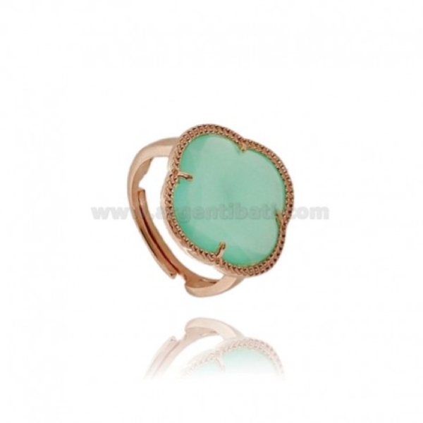 ANELLO REGOLABILE FIORE IN ARGENTO TIT 925 E PIETRA IDROTERMALE 