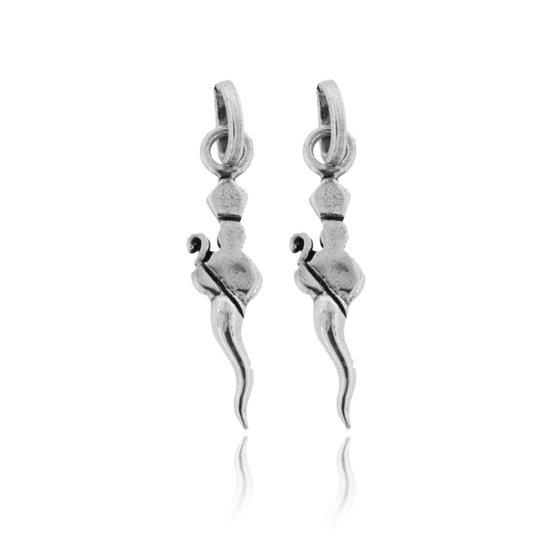 CIONDOLO PZ 2 CORNO MM 30X7 CON SAN GENNARO IN ARGENTO MICROFUSO BRUNITO TIT 800‰