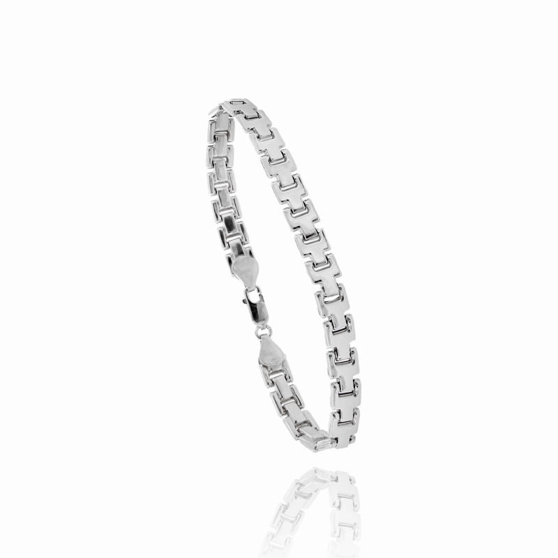 BRACCIALE UOMO MAGLIA VUOTA IN ARGENTO RODIATO TIT 925 CM 20