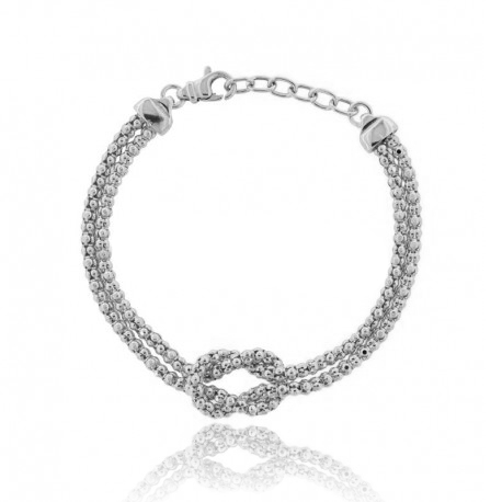 BRACCIALE COREANA CON NODO IN ARGENTO RODIATO TIT 925‰ CM DA 17 ESTENSIBILE A 19
