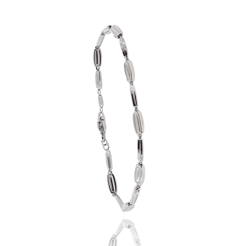 BRACCIALE UOMO MAGLIA VUOTA A SEGMENTO IN ARGENTO RODIATO TIT 925 CM 21