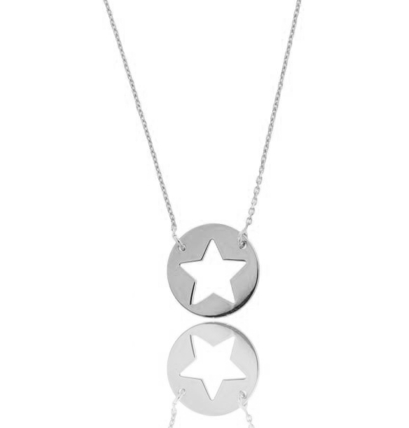 COLLANA FORZATINA CON STELLA NEL CERCHIO IN ARGENTO RODIATO TIT 925‰ CM 40-45