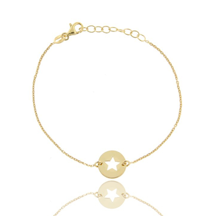 BRACCIALE FORZATINA CON STELLA NEL CERCHIO IN ARGENTO DORATO TIT 925‰ CM 17-19