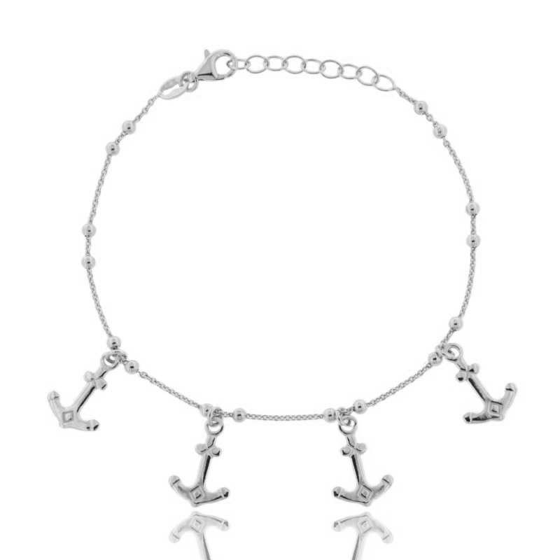 BRACCIALE FORZATINA CON ANCORE IN ARGENTO TIT 925‰ CM 17-19