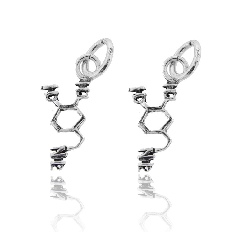 CIONDOLO PZ 2 MOLECOLA DOPAMINA MM 28X20 IN ARGENTO BRUNITO TIT 800
