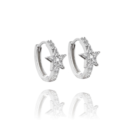 ORECCHINI A CERCHIO DIAM 10 CON STELLA IN ARGENTO TIT 925 E ZIRCONI