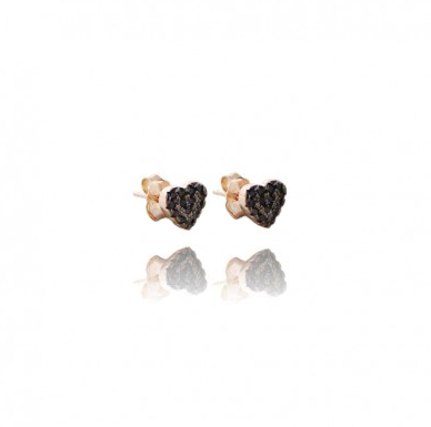 ORECCHINI A LOBO CUORE MM 5X5 IN ARGENTO TIT 925 CON ZIRCONI
