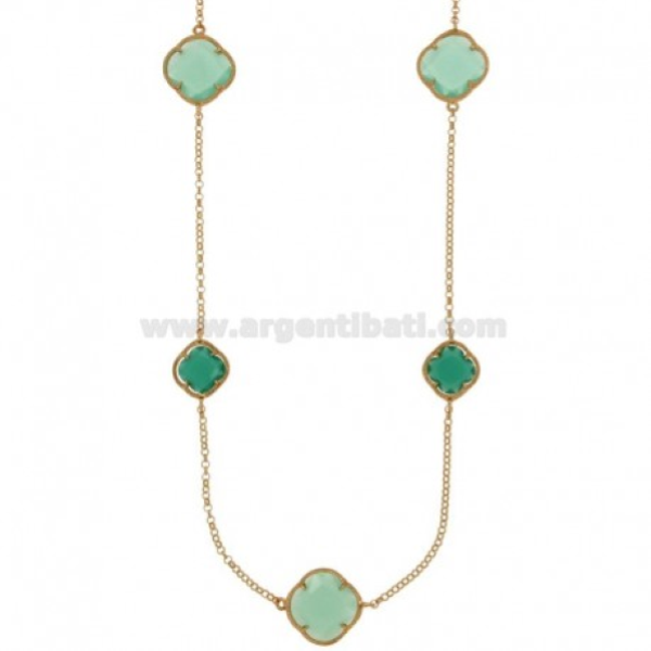 COLLANA LACCIO ROLO' FIORI CM 90 IN ARGENTO 925‰ E PIETRE IDROTERMALI 