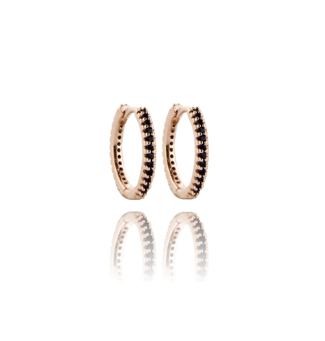 ORECCHINI A CERCHIO MM 10 IN ARGENTO TIT 925 E ZIRCONI NERI MM 1