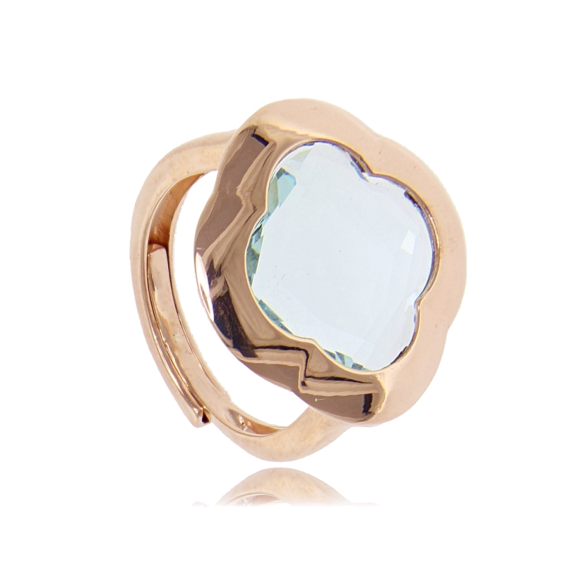 ANELLO FIORE IN ARGENTO IN ARGENTO 925 CON PIETRA IDROTERMALE MISURA REGOLABILE