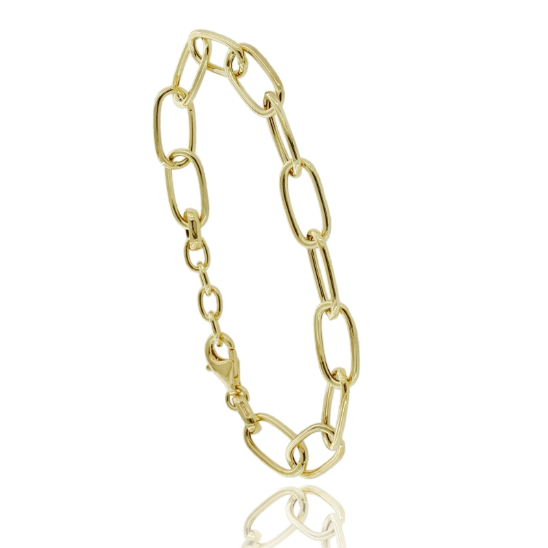 BRACCIALE FORZATINA ALLUNGATA MM 17X9 A CANNA TONDA MM 1,6 IN ARGENTO DORATO TIT 925 CM 19-21