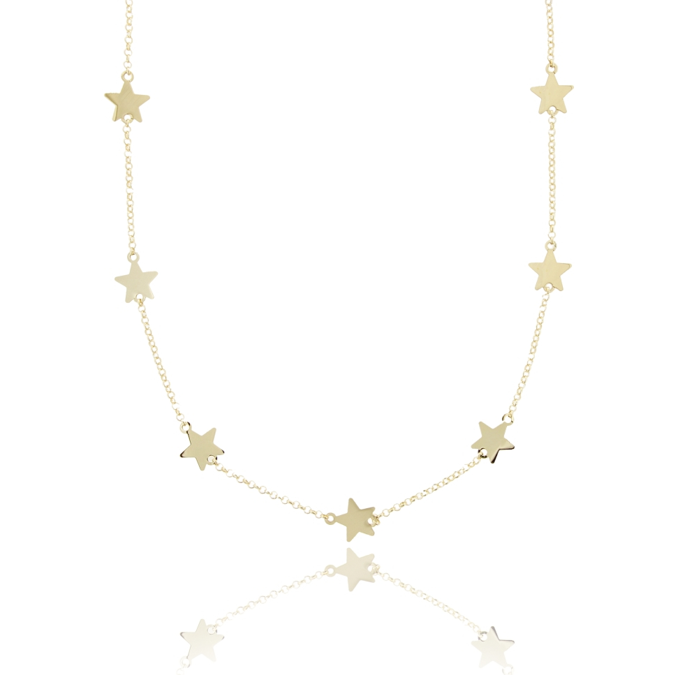 COLLANA FORZATINA CON 14 STELLE IN ARGENTO DORATO TIT 925‰ CM 40-45