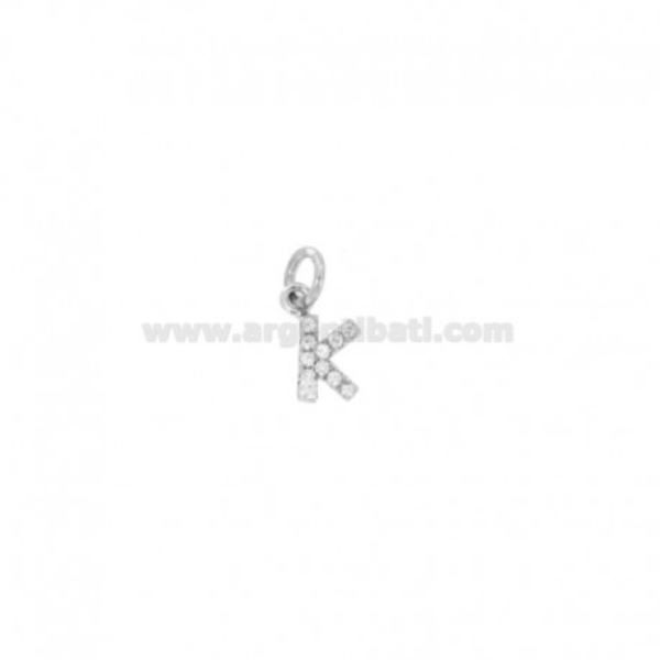 CIONDOLO LETTERA MM 8X5 CON ZIRCONI IN ARGENTO RODIATO TIT 925‰