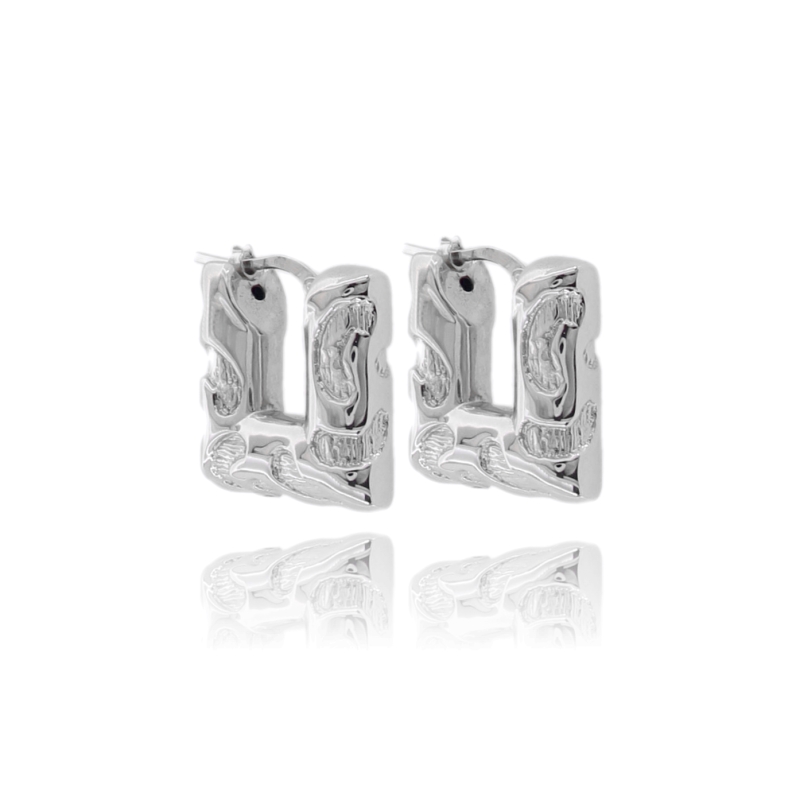 ORECCHINI A CERCHIO QUADRATI ELETTROFORMATI DIAMETRO 5 A CANNA TONDA LAVORATA MM 6 IN ARGENTO TIT 925