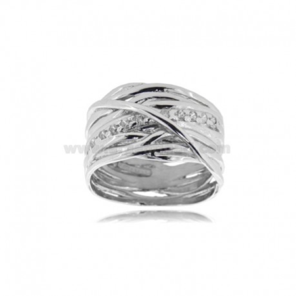 ANELLO INTRECCI IN ARGENTO TIT 925‰ E ZIRCONI BIANCHI