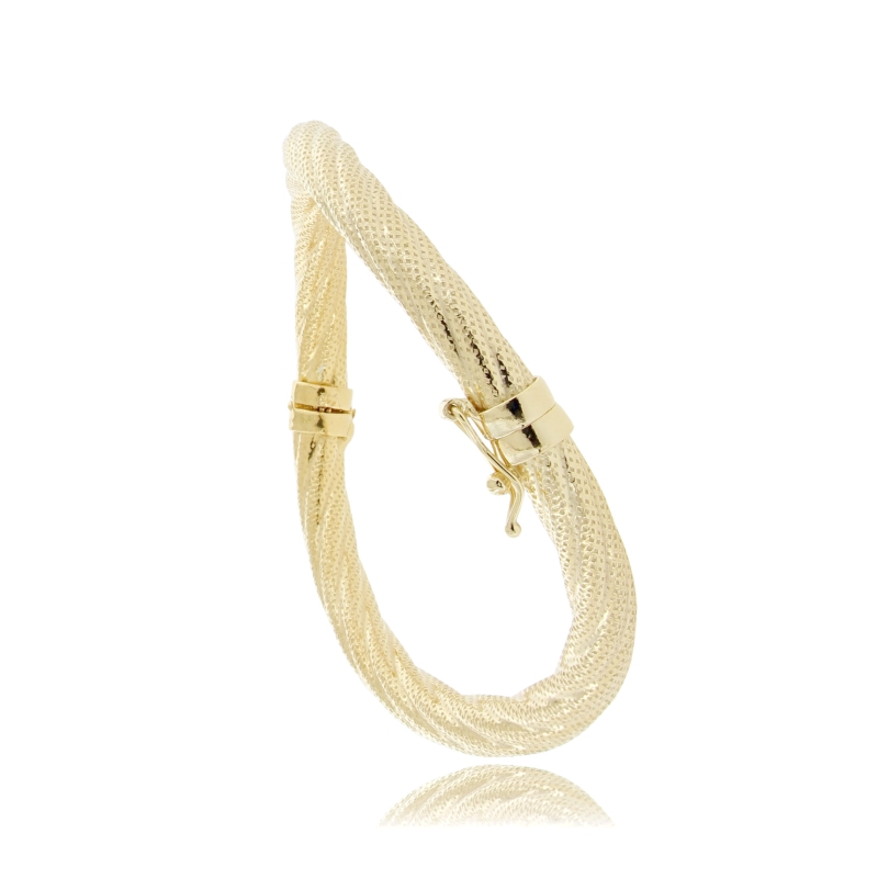 BRACCIALE RIGIDO A CANNA TONDA MM 6 TORCHON IN ARGENTO TIT 925