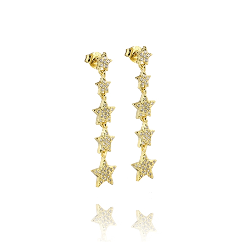 ORECCHINI PENDENTI CON 5 STELLINE DEGRADE IN ARGENTO TIT 925‰ E ZIRCONI