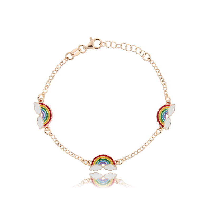 BRACCIALE ROLO' 3 ARCOBALENI ALTERNATI IN ARGENTO TIT 925 E SMALTO CM 17-19