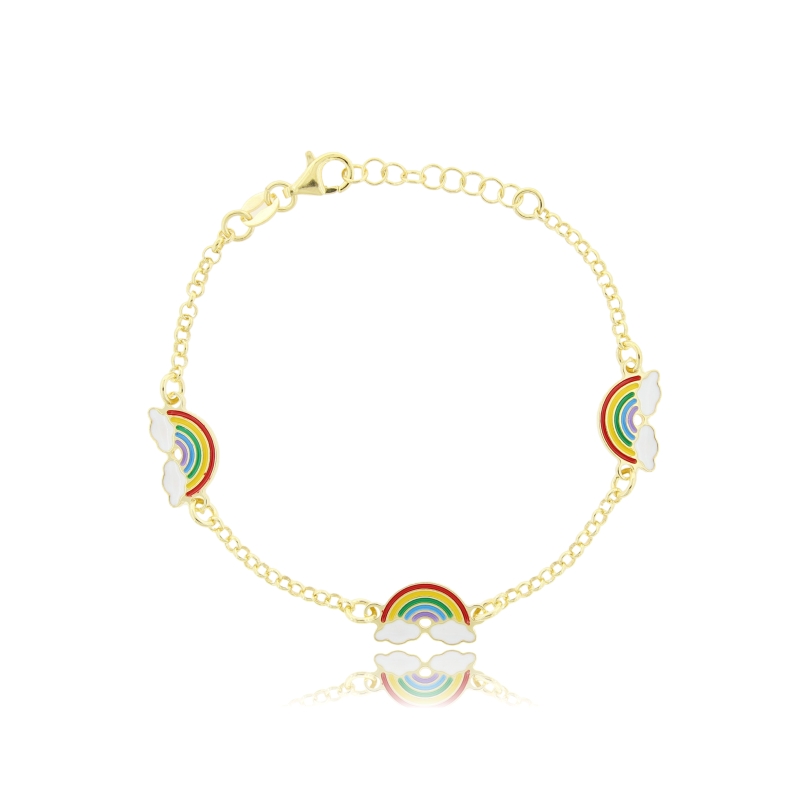 BRACCIALE ROLO' 3 ARCOBALENI ALTERNATI IN ARGENTO TIT 925 E SMALTO CM 17-19