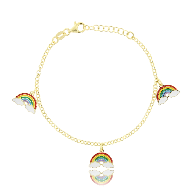 BRACCIALE ROLO' CON 3 ARCOBALENI PENDENTI IN ARGENTO TIT 925 E SMALTO CM 17-19