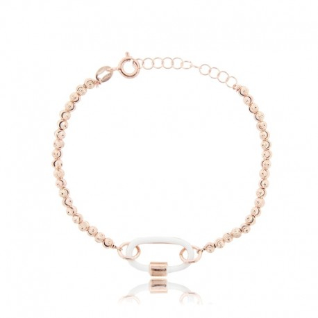 BRACCIALE CON SFERE E GANCIO SMALTATO IN ARGENTO TIT 925 CM 17-19