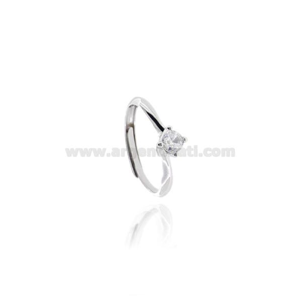ANELLO SOLITARIO VALENTINO IN ARGENTO RODIATO TIT 925 E ZIRCONE BIANCO
