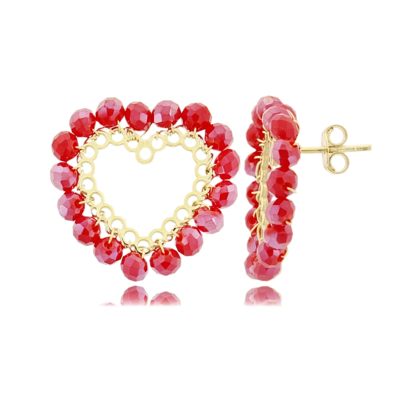 ORECCHINI A CUORE CON PIETRE IN ARGENTO DORATO TIT 925‰