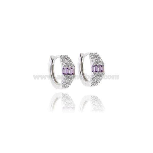 ORECCHINI A CERCHIO DIAMETRO MM 10 IN ARGENTO RODIATO TIT 925 E ZIRCONI