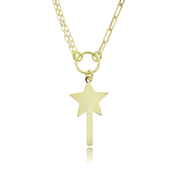 COLLANA A 2 FILI FORZATINA CON BACCHETTA MAGICA MM 26X14 IN ARGENTO TIT 925 CM 40-45