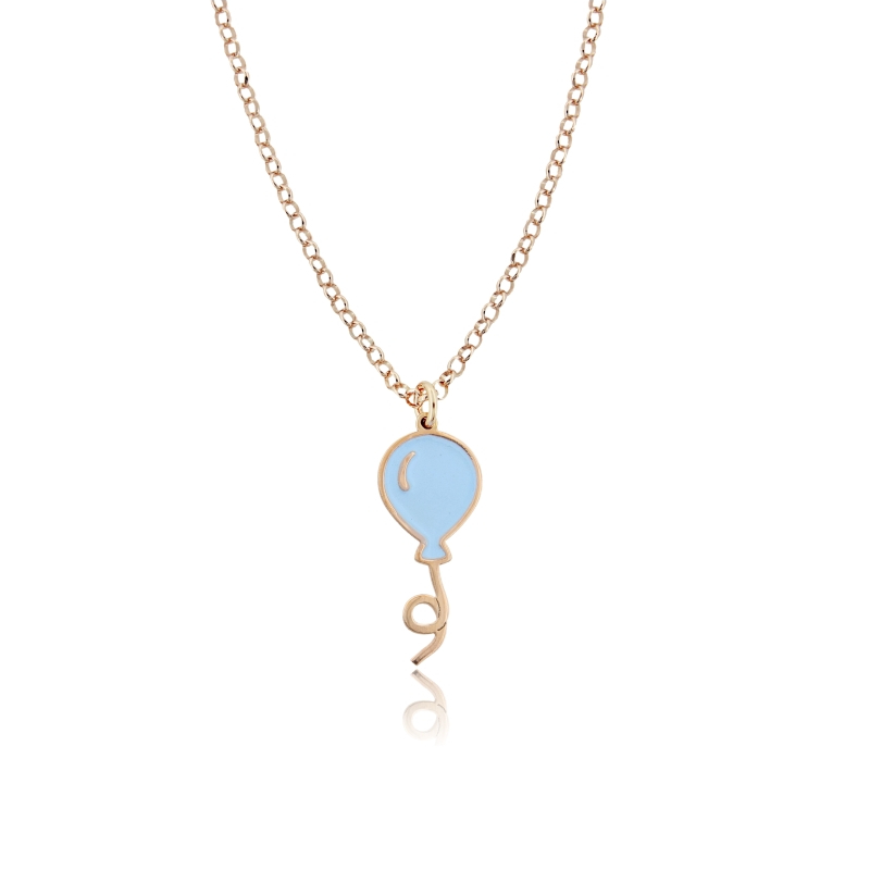 COLLANA ROLO' CON PALLONCINO SMALTATO IN ARGENTO ROSATO TIT 925‰ CM 40-45