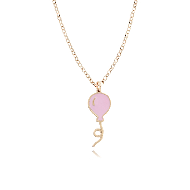 COLLANA ROLO' CON PALLONCINO SMALTATO IN ARGENTO ROSATO TIT 925‰ CM 40-45