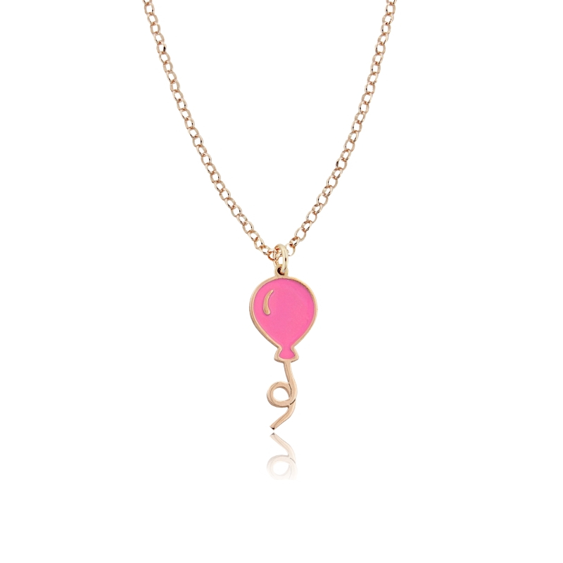 COLLANA ROLO' CON PALLONCINO SMALTATO IN ARGENTO ROSATO TIT 925‰ CM 40-45