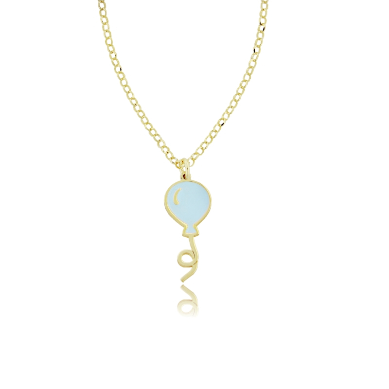 COLLANA ROLO' CON PALLONCINO SMALTATO IN ARGENTO DORATO TIT 925‰ CM 40-45