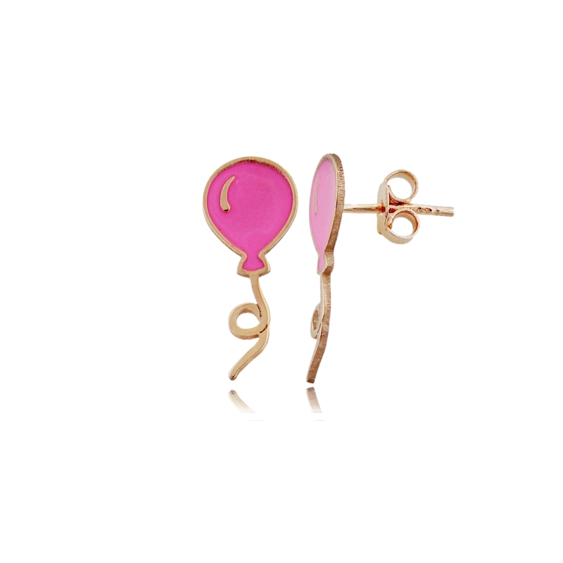 ORECCHINI PALLONCINO SMALTATO IN ARGENTO ROSATO TIT 925‰