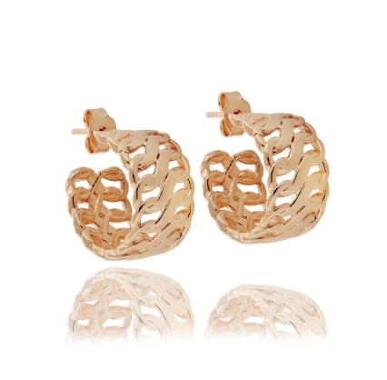 ORECCHINI A CERCHIO DIAMETRO MM 13 CATENA MM 9 IN ARGENTO TIT 925‰