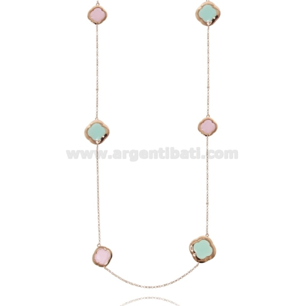 LACCIO ROLO' CON FIORI IN ARGENTO 925 CON PIETRE IDROTERMALI CM 90