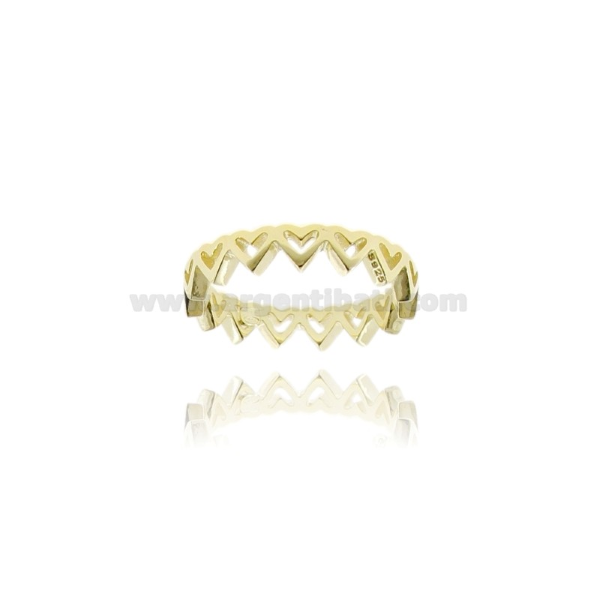 ANELLO CUORI IN ARGENTO DORATO TIT 925 