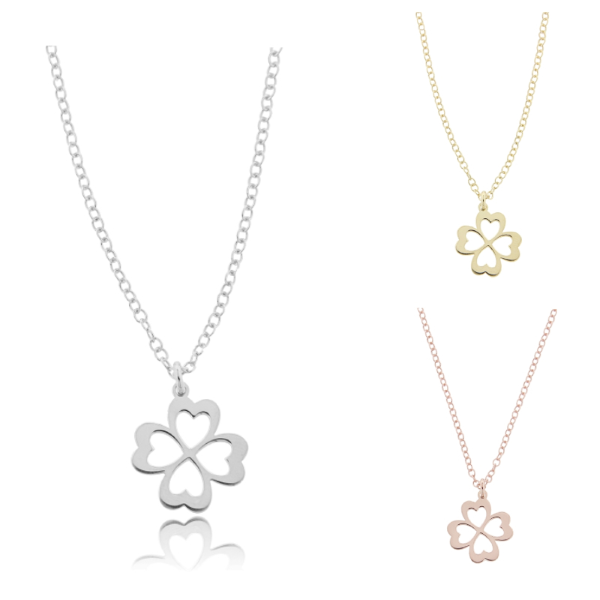 COLLANA ROLO CON QUADRIFOGLIO PENDENTE IN ARGENTO TIT 925‰ CM 45