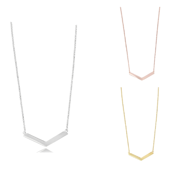 COLLANA ROLO' CON CENTRALE A V IN ARGENTO TIT 925‰  CM 45