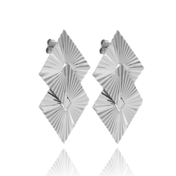 ORECCHINI ROMBO A LASTRA VENTAGLIO MM 50X35 IN ARGENTO TIT 925