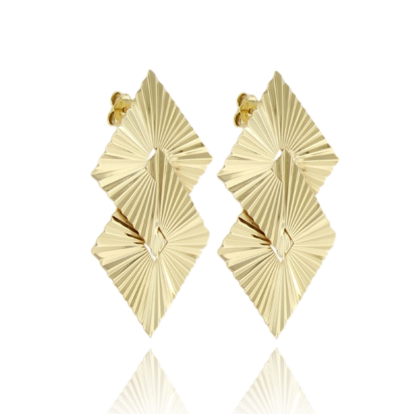 ORECCHINI ROMBO A LASTRA VENTAGLIO MM 50X35 IN ARGENTO TIT 925