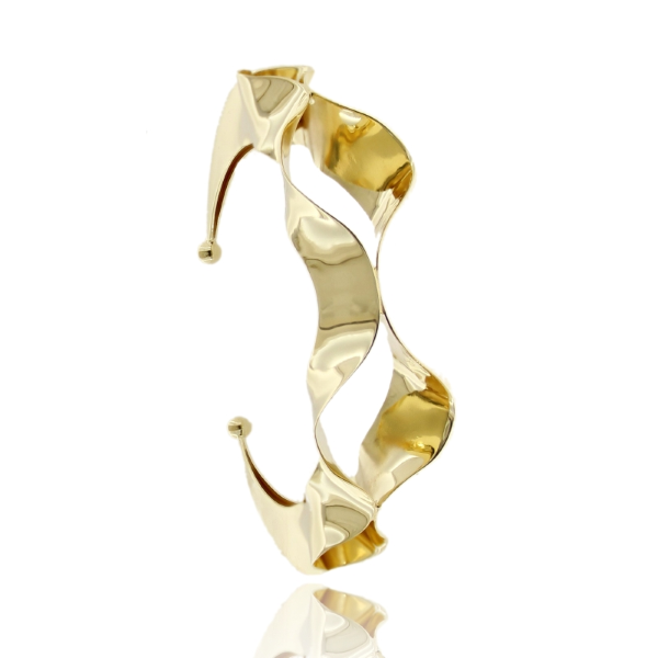 BRACCIALE RIGIDO VIRGOLA A LASTRA MM 10 VENTAGLIO IN ARGENTO TIT 925