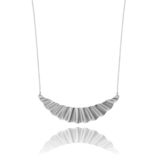 COLLANA VENEZIANA CM 45 VIRGOLA A LASTRA VENTAGLIO IN ARGENTO TIT 925