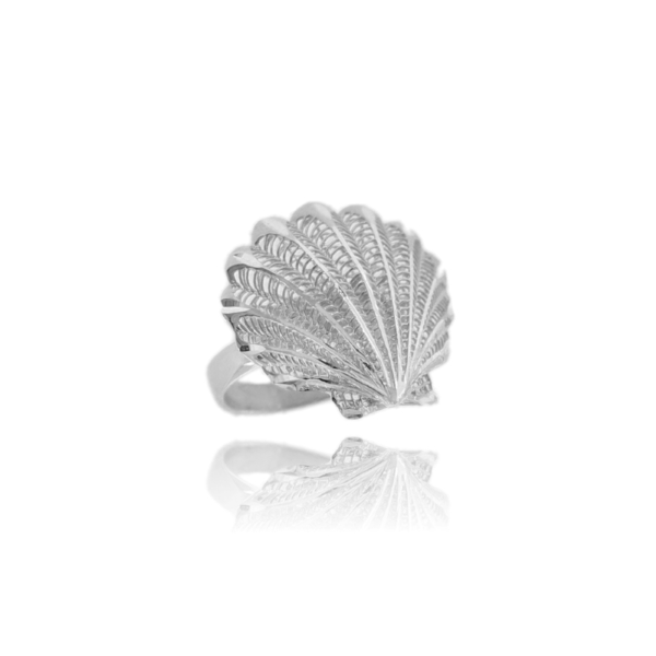 ANELLO CONCHIGLIA ELETTROFUSA MM 20X23 IN ARGENTO TIT 925 MISURA REGOLABILE
